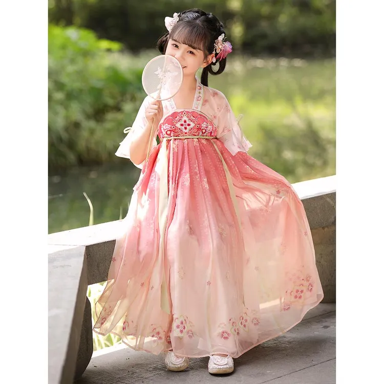 汉服女童夏季2024新款国风古装连衣裙超仙古风唐装儿童公主裙夏装