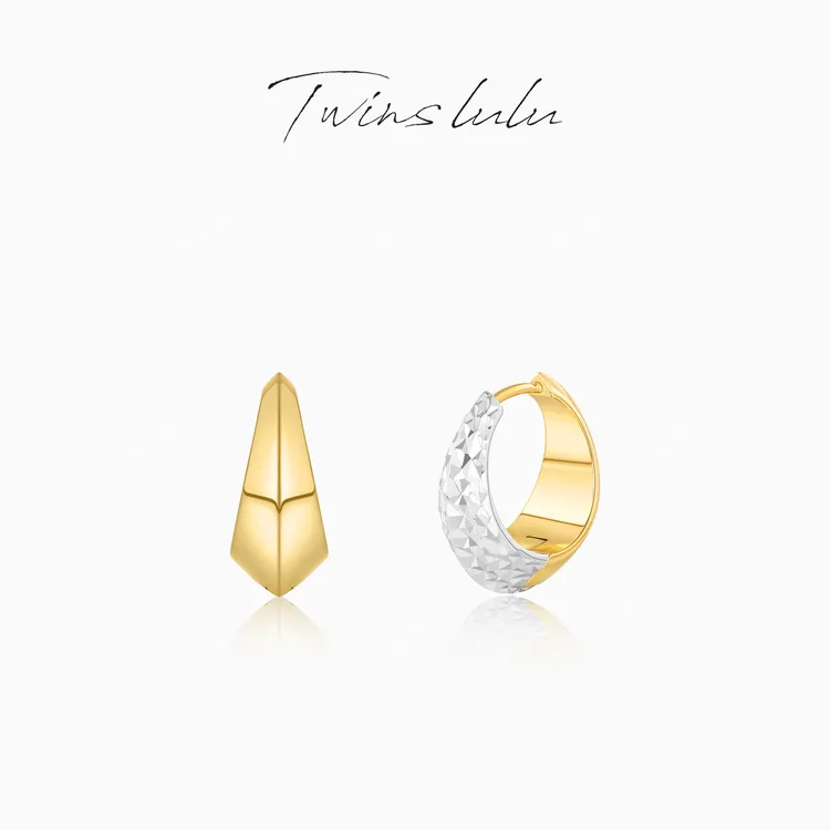 TWINS LULU 新年款【菱纹圈】明星同款饰品拼色几何耳环TSL2753