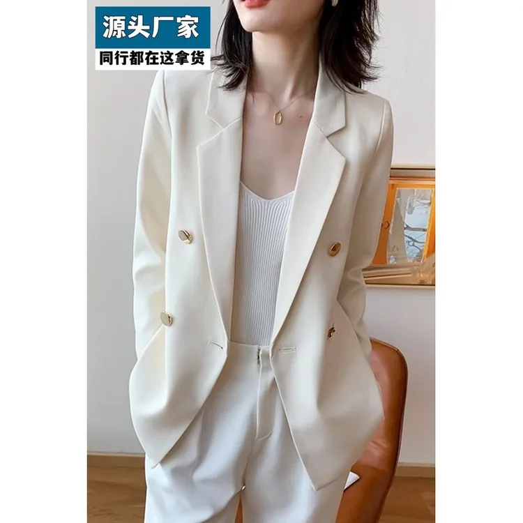 梵乐芬2025春秋新款女装洋气百搭时尚气质双排扣显瘦小西装外套西