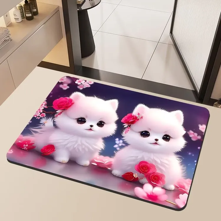 卡通3D立体花硅藻泥地垫卫生间门口吸水防滑脚垫浴室入户地毯