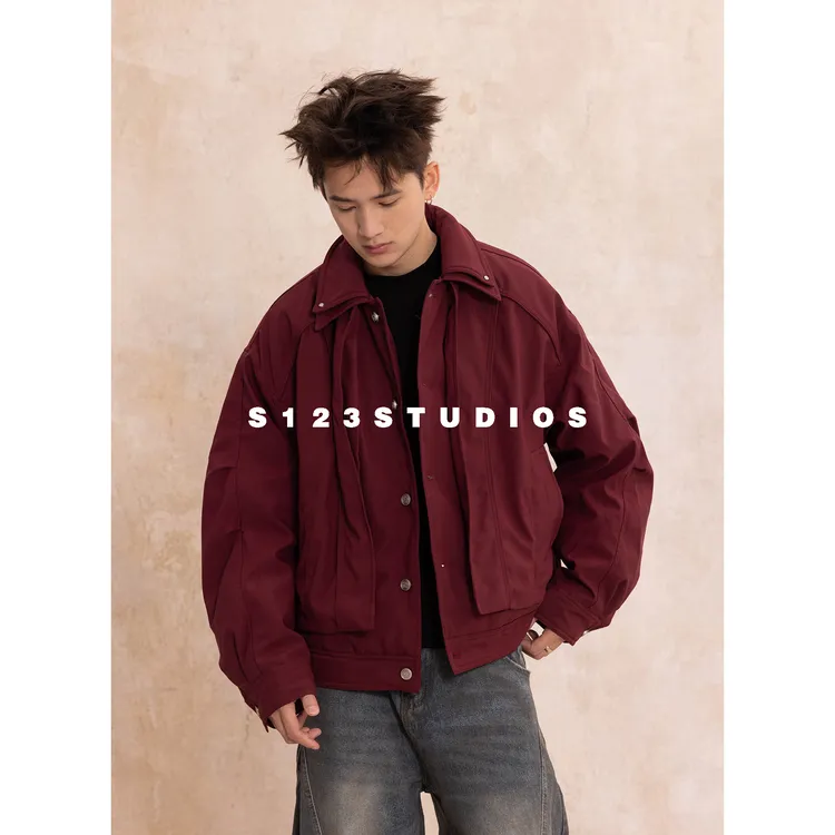 90白鸭绒 双层领设计羽绒服外套男宽松工装夹克棉服上衣潮