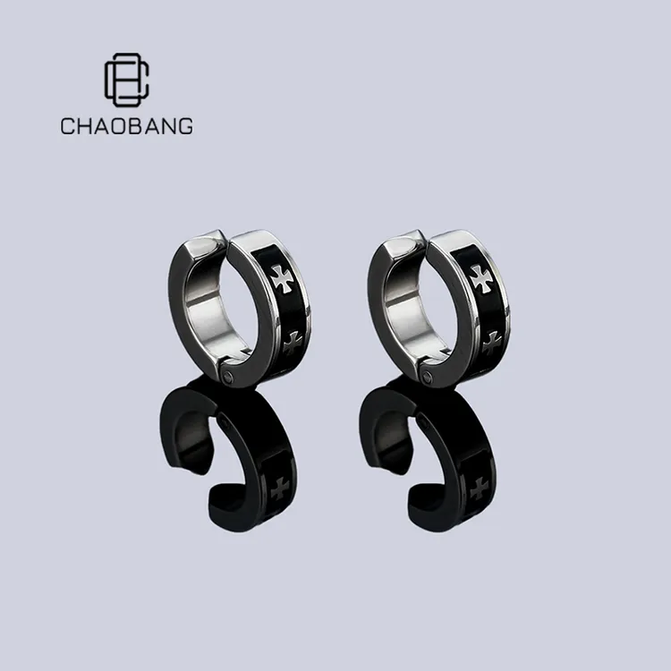chaobang/潮邦 钛钢耳饰 十字花耳夹无耳洞轻奢耳饰高级感ins饰品