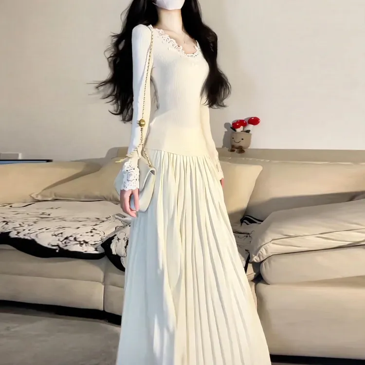 韩系高级感毛衣女半身裙套装2025秋冬新款千金感连衣裙一整套穿搭