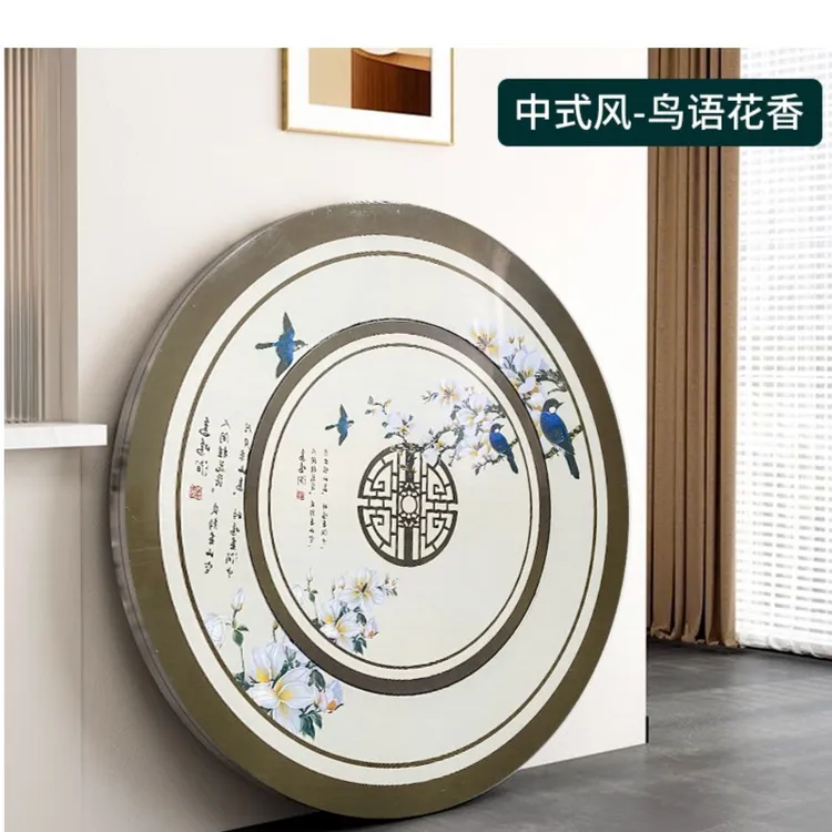 加厚不锈钢餐桌彩图圆桌内置转盘内折叠桌子餐厅酒店家用桌子