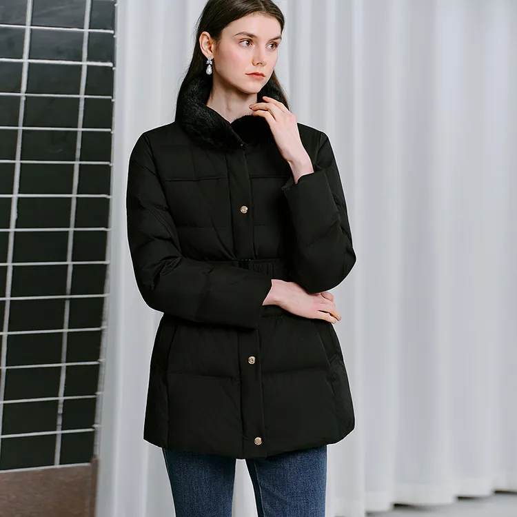 轻奢毛领收腰鹅绒羽绒服2025年新款显瘦气质短款MOGD04OHC049B11