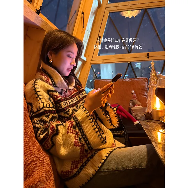 KEEP KAPU靠谱【富士山下】绵羊毛拉毛费尔岛毛织套头毛衣KP253651