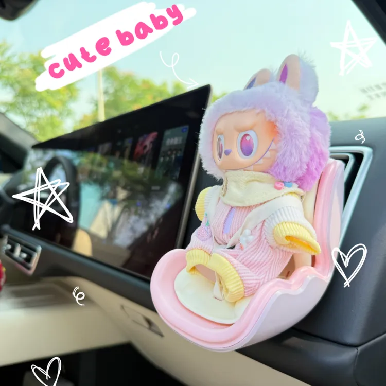 适配拉布布安全座椅车载出风口挂件毛绒玩偶公仔中控台摆件装饰品