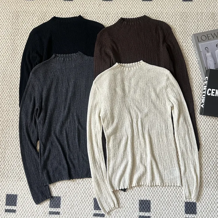 【米可家】肌理感10羊毛立领打底衫90350
