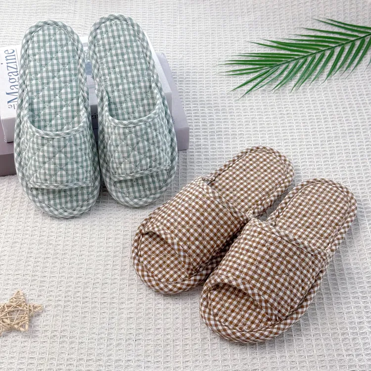 家用布艺拖鞋地板静音吸汗透气防滑春夏季日式情侣男女款布底拖鞋