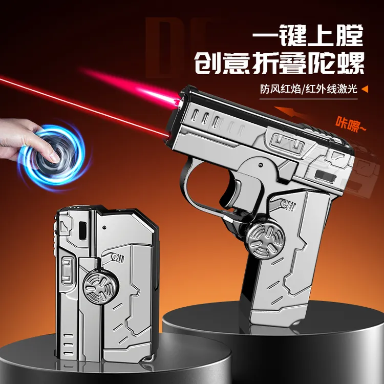 新款炫酷陀螺折叠打火机旋转充气指尖防风创意解压送男友个性礼物