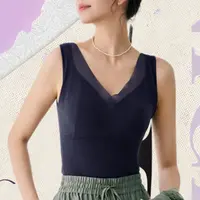 V领背心女水磨绒软蕾丝一体杯乳胶胸垫石墨烯大码高弹力内衣