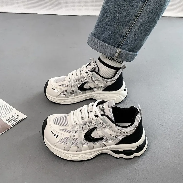 厚底老爹鞋女2025年夏季新款透气网面增高复古登山轻便休闲运动鞋