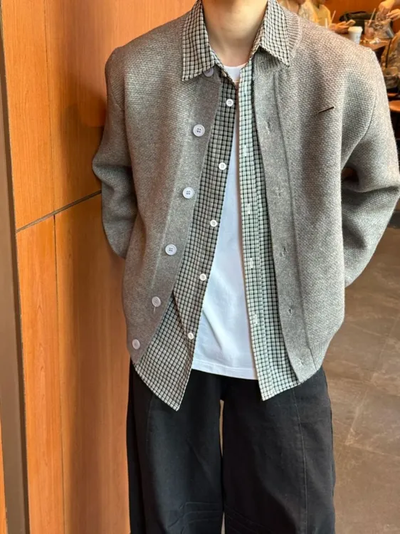美式开衫针织外套秋季新款男女款早秋上衣高级感cleanfit休闲外套