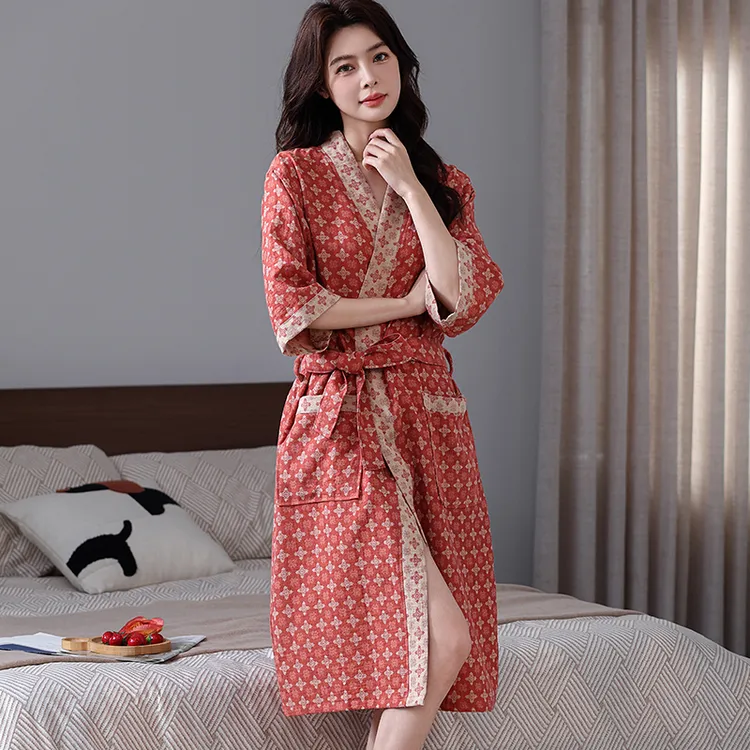 【金榜推荐】春秋季日式睡袍男女情侣四季通用薄款吸水国风浴袍女款