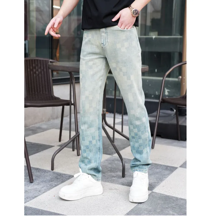 2025男士春季新款水洗休闲美式直筒潮牌高街宽松牛仔裤百搭长裤