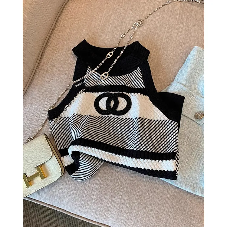 法式别致冰丝挂脖针织小吊带背心女夏款美背内搭打底抹胸无袖上衣