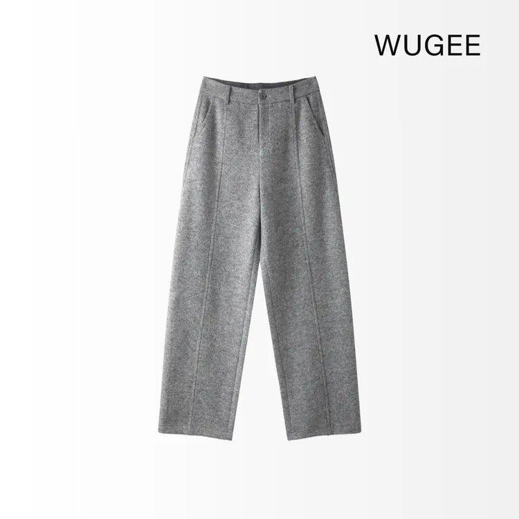 【WUGEE】澳洲绵羊毛高腰窄版羊毛裤直筒裤显瘦百搭厚款加厚长裤冬
