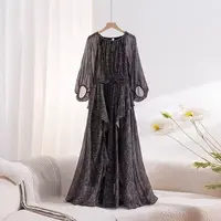 时尚套装网红百搭洋气韩版减龄女装显瘦黑白碎花连衣裙