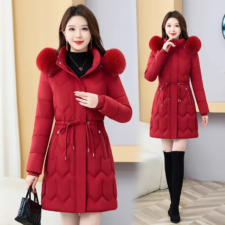 新款棉服女中长款2025秋冬季女士棉衣时尚修身保暖棉袄洋气厚外套