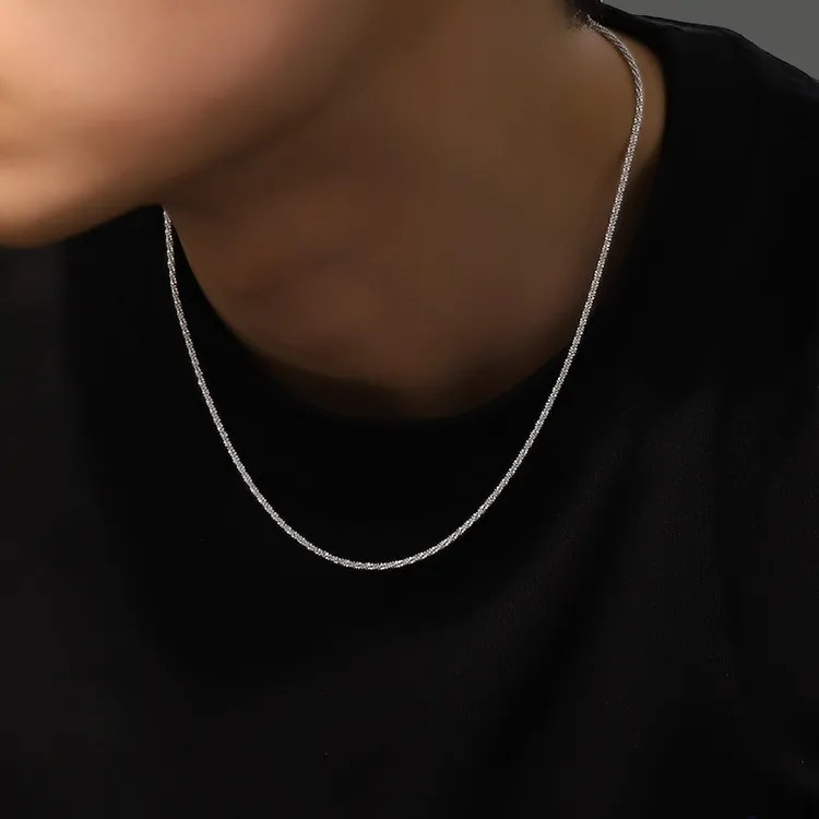 链子足银 999银男士项链男款高级感小众短款链子男生锁骨链送男友