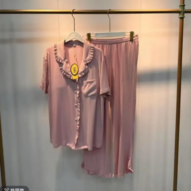 xarifa莫代尔短袖长裤女士睡衣套装两件套休闲宽松简约00816