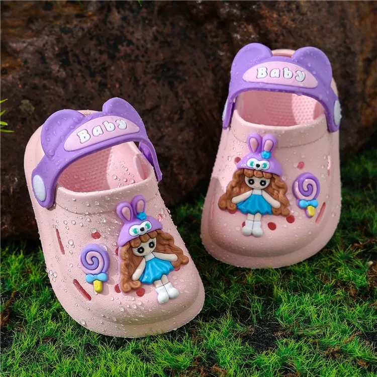 儿童卡通凉拖鞋夏季软底防滑婴幼儿女孩浴室洗澡包头小童洞洞拖鞋