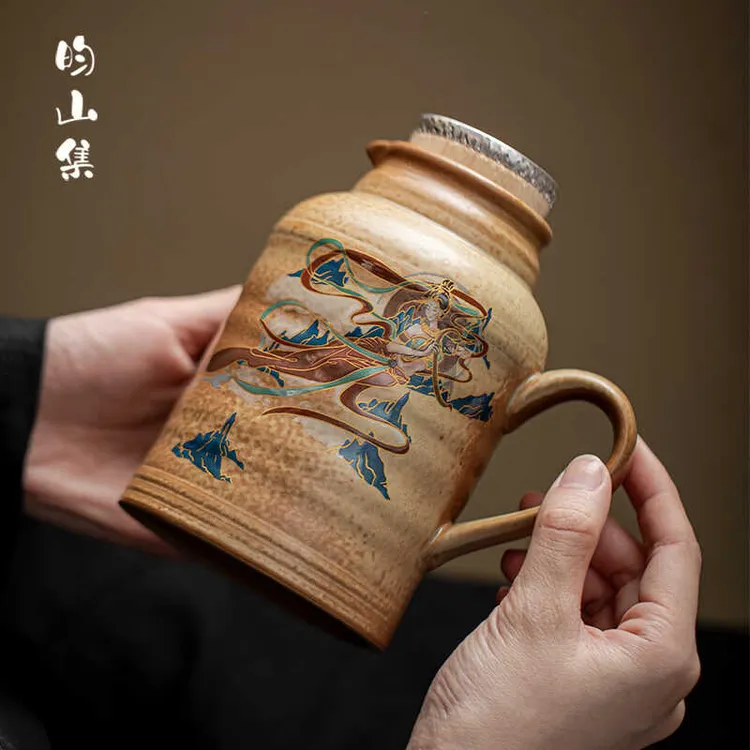 中式敦煌飞天焖茶壶暖茶壶家用复古凉水壶陶瓷功夫茶具泡茶壶单壶