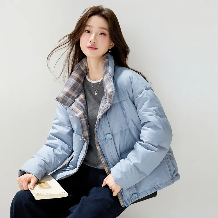 【90白鸭绒】立领短款厚款宽松女士羽绒服冬季保暖外套显瘦上衣外穿