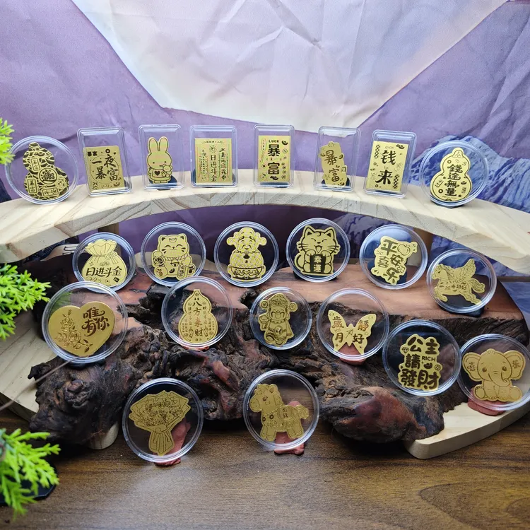 含金工艺品国庆中秋礼物水贝同款公主请发财暴富招财猫手机贴