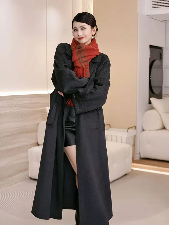 【晓】秋冬呢子双面棉羊毛大衣中长款气质慵懒设计师外套羊毛大衣