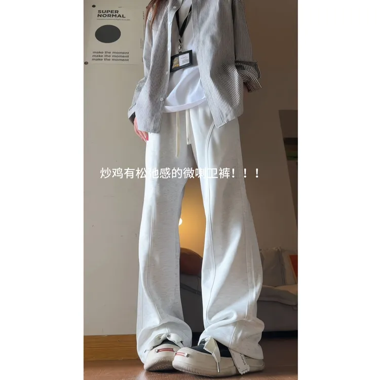 欧若风夏季宽松直筒休闲裤男舒适斜切卫裤百搭潮流显瘦运动长裤