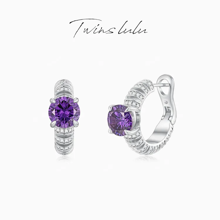 TWINS LULU 【苗疆紫】新年款小众轻奢高级紫色圈圈耳环TSL3019