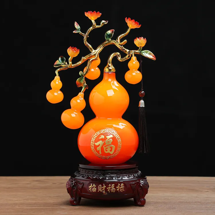 新款葫芦客厅玄关电视柜室内高档工艺品装饰品招财猫葫芦摆件
