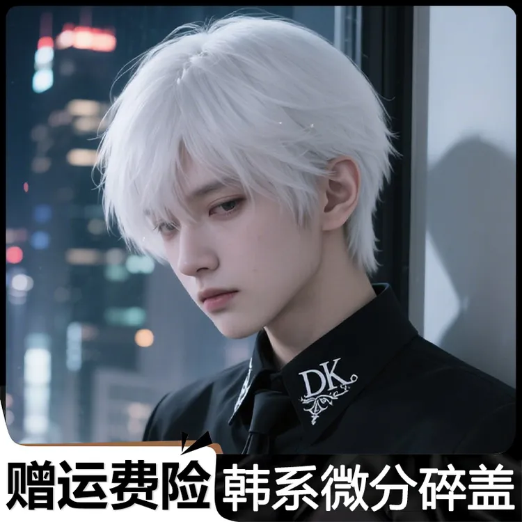 白色假发男士短发全头套式万用cos基佬毛男生日系少年感微分碎盖
