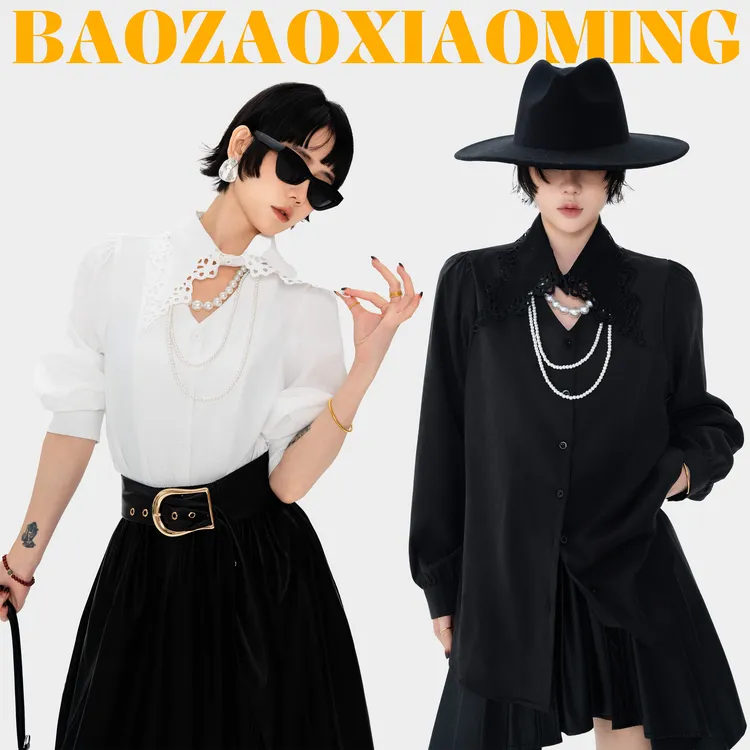 暴躁小明  <歌剧院>时尚洋气蕾丝贵气领子法式衬衫百搭宽松上衣