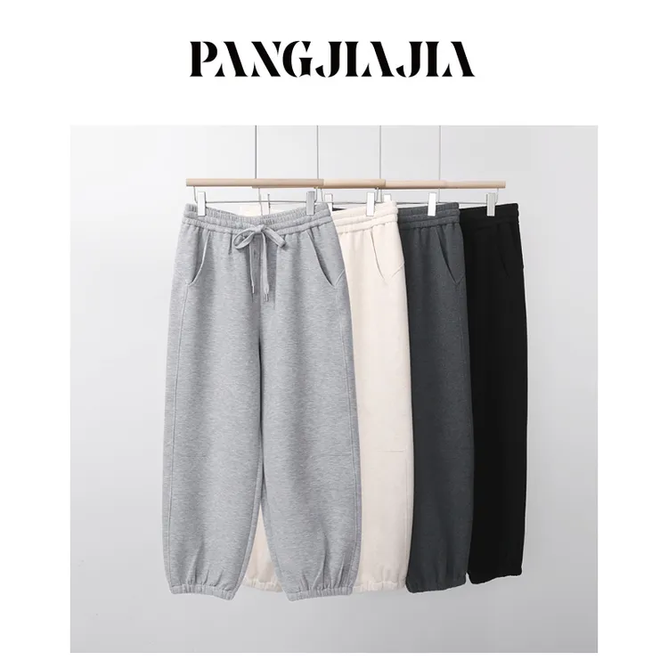 【胖佳佳】现货~空气卫裤 冬季加绒加厚保暖休闲束脚长裤H625K16670