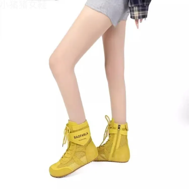 潮流时尚百搭休闲短筒女鞋2025新款高筒厚底初秋穿搭厚底高帮女鞋