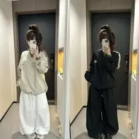 林苡然【清仓！NO退NO换】美式复古织带V领插肩袖卫衣