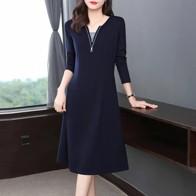 芳妮诗宽松长袖连衣裙女2025秋装新款时尚洋气百搭女装休闲直筒裙