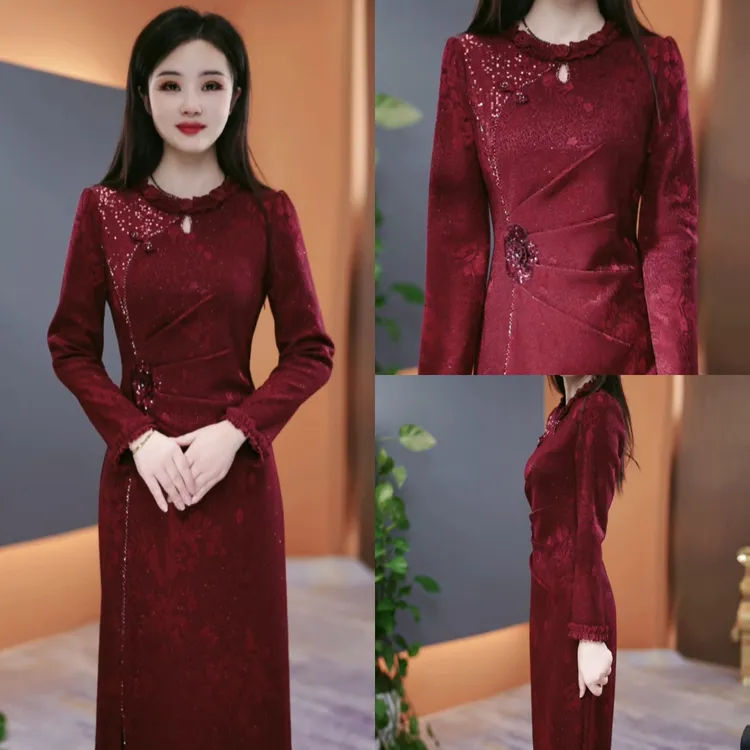 冬季加绒加厚连衣裙2025冬季气质韩版显瘦百搭收腰裙子YX25K3702