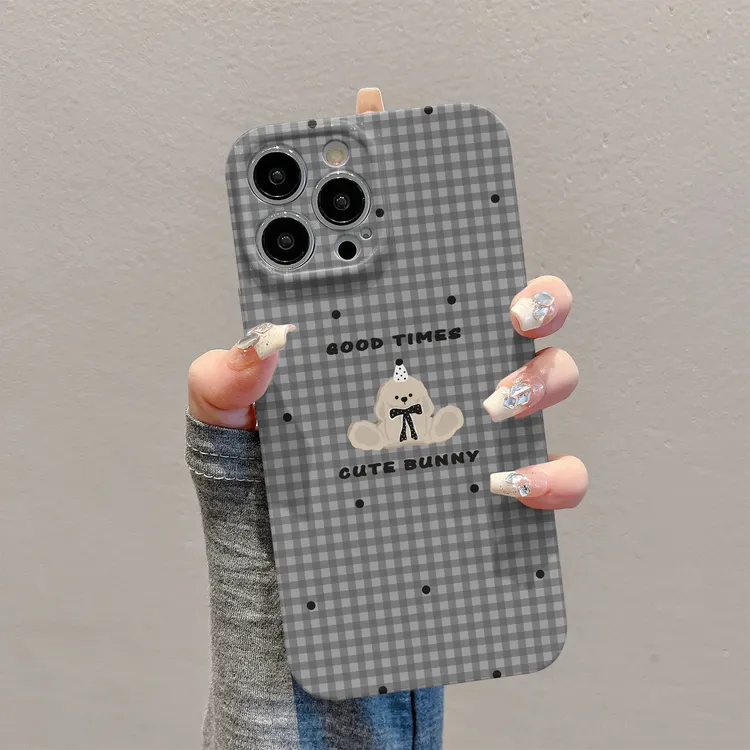 格子波点狗狗适用苹果16手机壳华为创意vivo小米15可爱oppo菲林壳