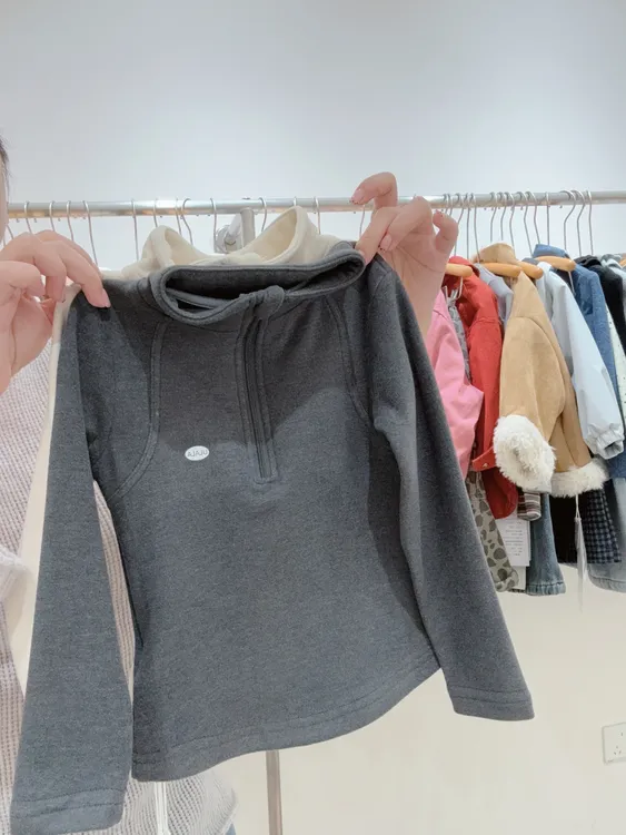 刚需韩版打底来啦~096-097男女宝同款纯色半拉链25冬季保暖打底衫