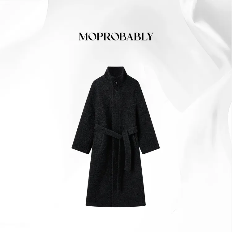 Moprobably贝贝「墨韵大衣」‘100绵羊毛’翻领大衣外套L5459002