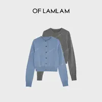 “秋意松弛”羊绒+绵羊毛慵懒Miu系圆领针织开衫 OFLAMLAM MM081G
