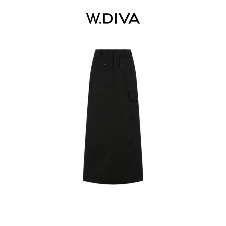 W.Diva【南法优雅】纯色高腰宽松工装直筒半身裙洋气衣服1KDM33410