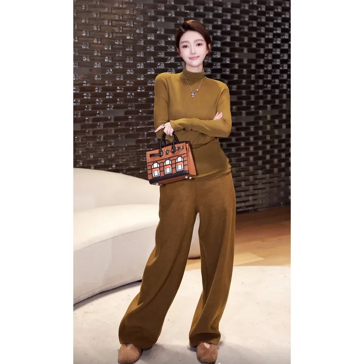 66-【量身定制】宝儿家含幂BC111125411XQ绵羊毛加绒垂感慵懒裤子