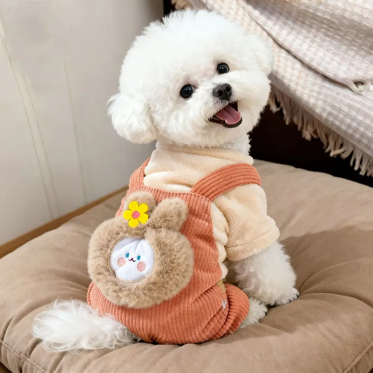 狗狗衣服秋冬加绒加厚保暖四脚衣可爱超萌泰迪比熊小型犬宠物衣服