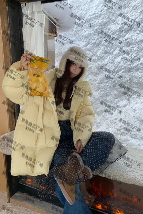 XMM【飘带泡芙姐姐】95绒时尚休闲百搭中长款高克重冬季保暖D892508