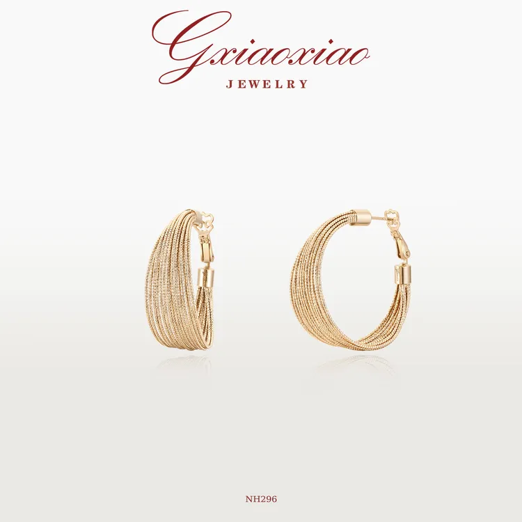 G XIAOXIAO 镀K金 耳饰 时尚气质个性高级百搭多层圆圈耳环 NH296