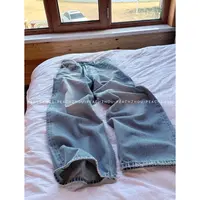 『PEACHZHOU』经典水洗常青款宽松直筒系扣牛仔裤通勤休闲阔腿长裤